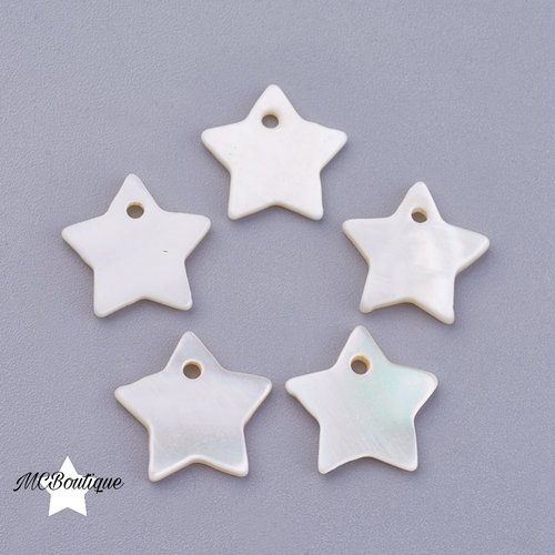 5 breloques étoiles en coquillage 12mm blanc