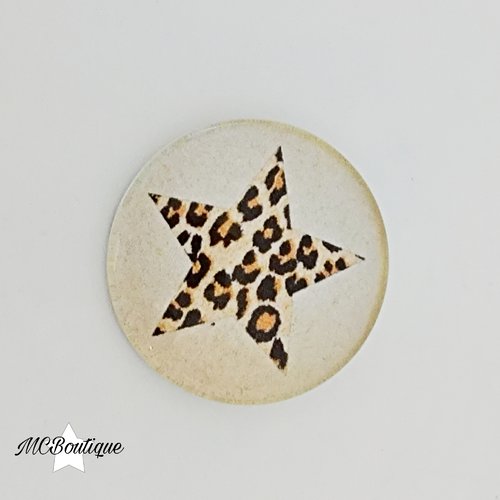 Cabochon étoile léopard verre 30mm 25mm 20mm 14mm 12mm