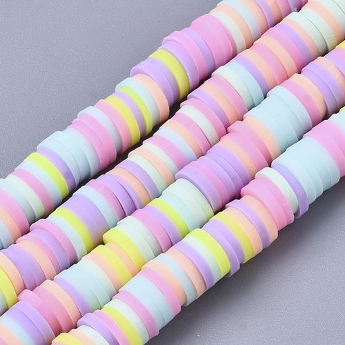 Heishi 200 perles rondelles pâte polymère 6mm multicolore