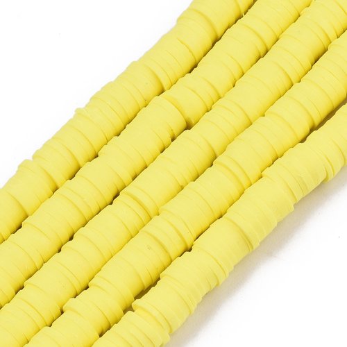 Heishi jaune 100 perles rondelles 6mm pâte polymère