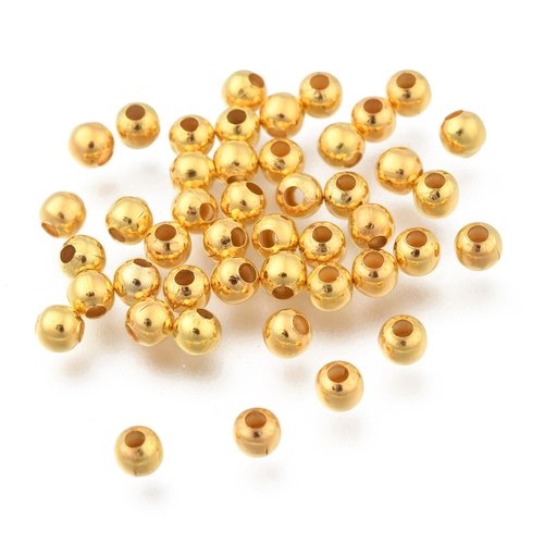200 perles rondes intercalaires métal doré plaqué longue durée 4mm