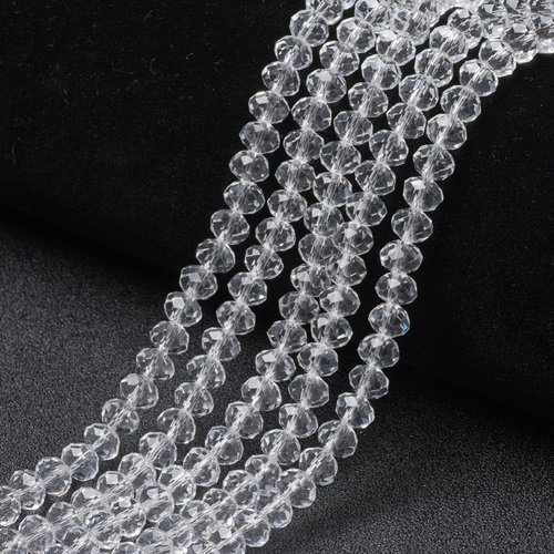 100 perles à facettes verre blanc transparent 4mm