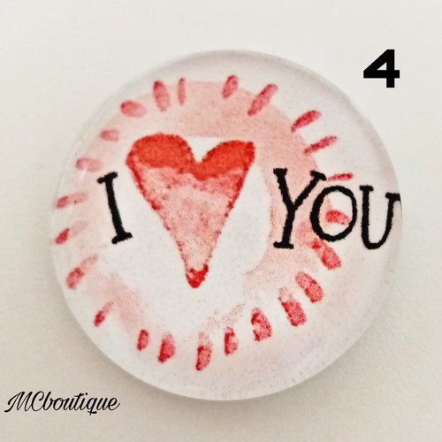 Cabochon i love you verre 30mm 25mm 20mm