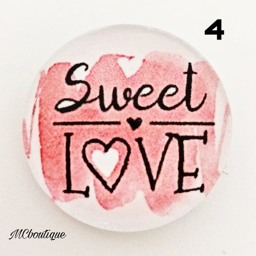 Cabochon sweet love verre 30mm 25mm 20mm
