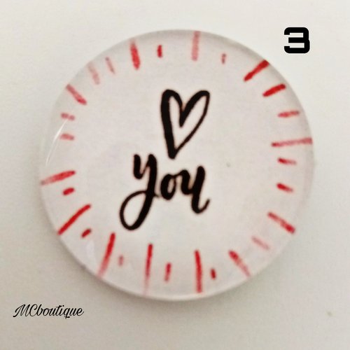 Cabochon love you verre 30mm 25mm 20mm