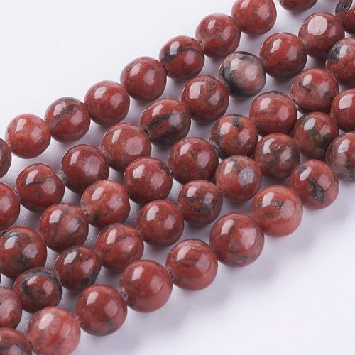 Perles en jaspe rouge pierre gemme 6mm 8mm
