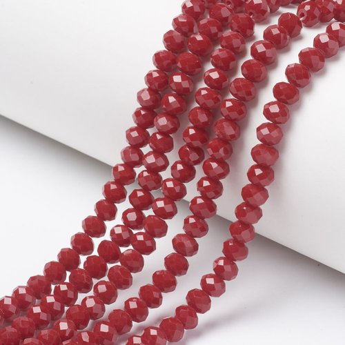 Perles à facettes verre rouge 4mm 6mm