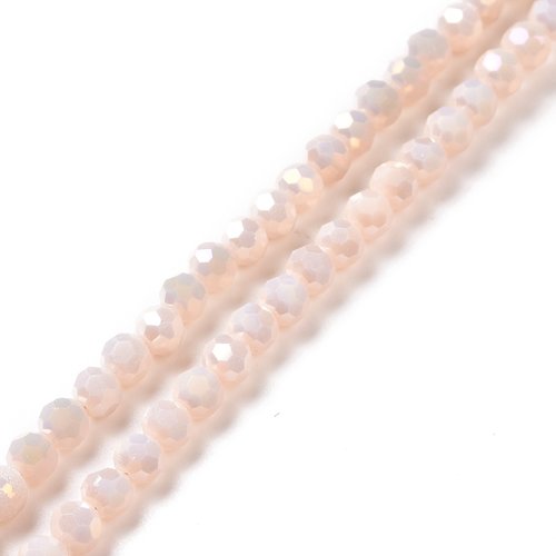 50 perles à facettes verre 4mm rose