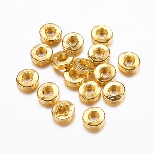 30 perles rondelles intercalaires métal doré 6mm