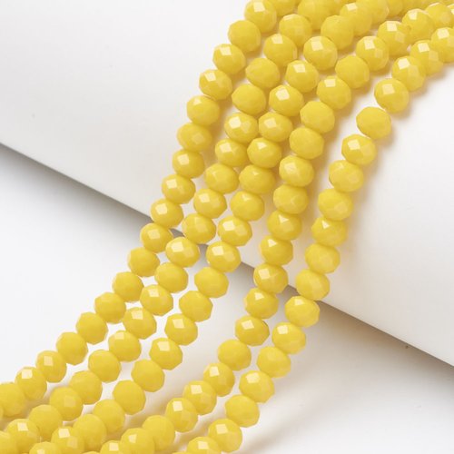100 perles à facettes en verre 4mm jaune