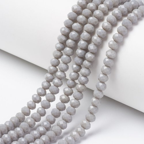100 perles à facettes en verre 4mm gris