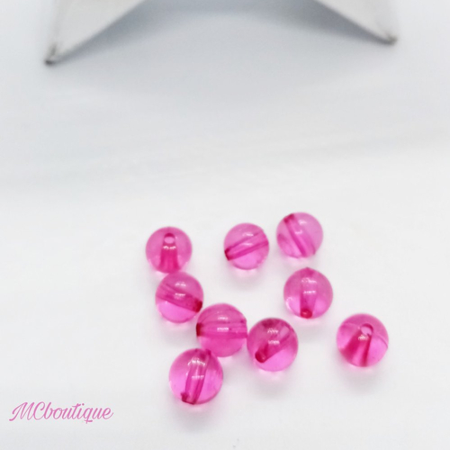 25 perles rondes acrylique 8mm fuchsia