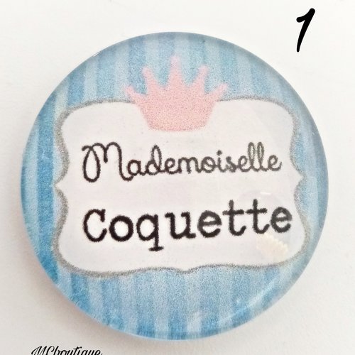 Cabochon mademoiselle coquette verre 25mm 20mm 12mm