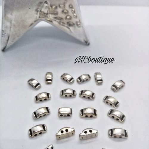 20 perles passantes métal argenté 12mm