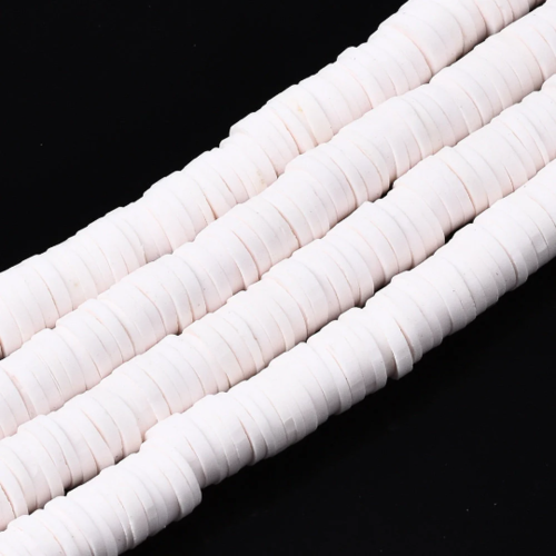 Heishi couleur coquillage 100 perles rondelles 6mm pâte polymère