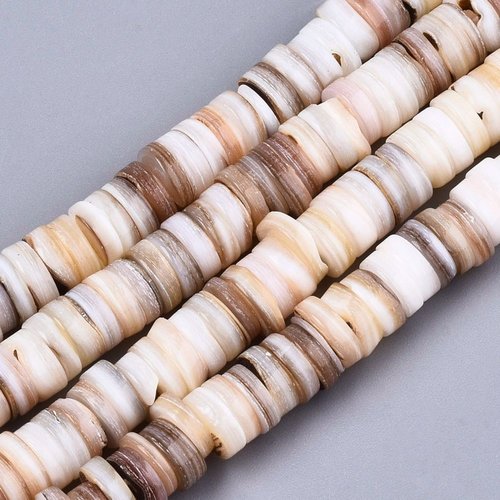 Heishi coquillage naturel 50 perles rondelles nacrées 6mm