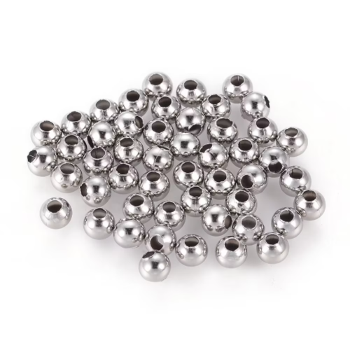 50 perles intercalaire acier inoxydable 3mm ou 4mm ou 6mm