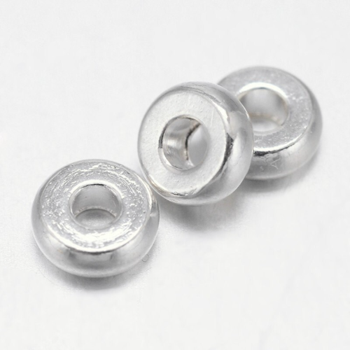 30 perles rondelles intercalaires plates laiton argenté 4mm 6mm