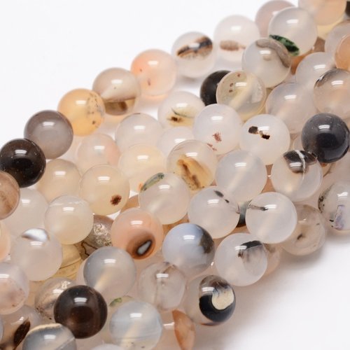 50 perles agate rayée blanche pierre gemme 4mm