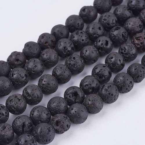 Perles de lave noire naturelle 4mm 6mm 8mm