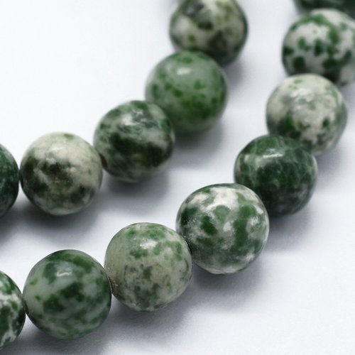 50 perles de jaspe à pois verts pierre gemme 4mm