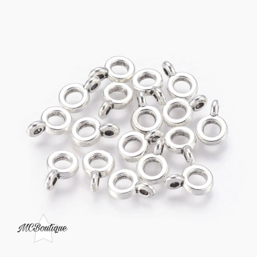 10, 20 perles rondelles attache breloque métal argenté 6.5x2mm