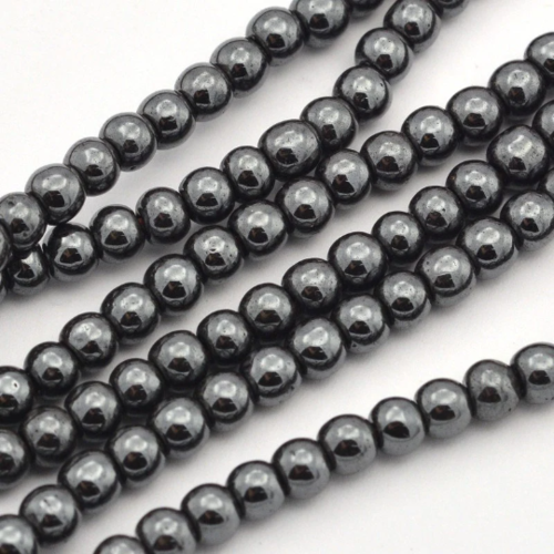 50 perles rondes en hématite noire 4mm
