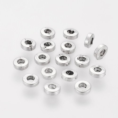 30 perles rondelles intercalaires métal argenté 6mm