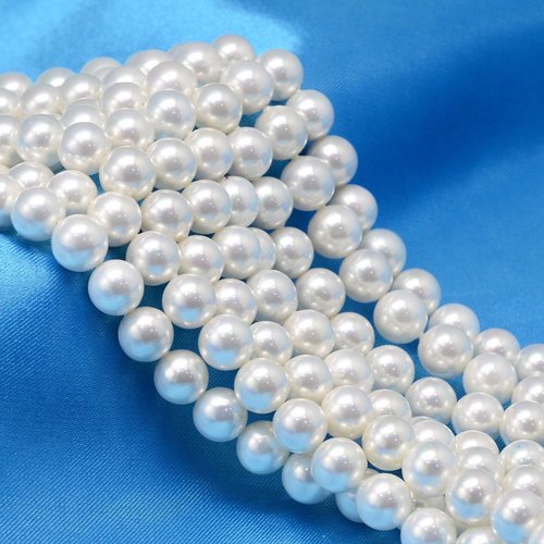 30 perles en coquillage naturel blanc 4mm