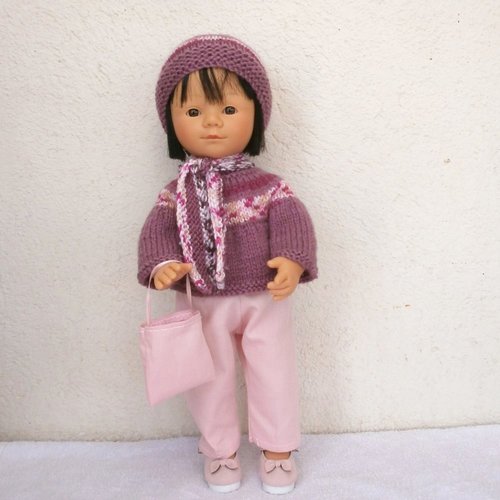 Habits poupée marieta (35 cm) : tenue d'hiver rose