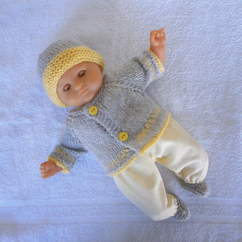 Habits Poupon 30 Cm Ensemble Jaune Et Gris Pour Bebe Calin Un Grand Marche
