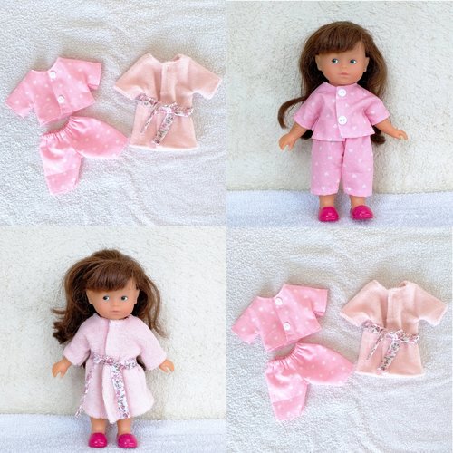 Habits, vêtements mini corolline : peignoir et pyjama (rose)