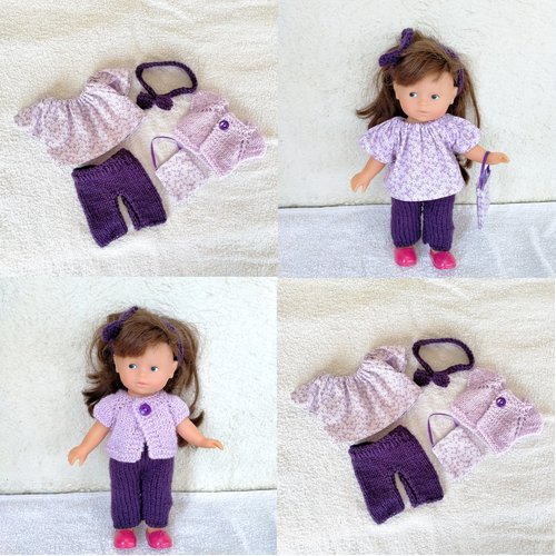 Habits, poupée corolle 20 cm, vêtements pour mini corolline : lot violet / mauve