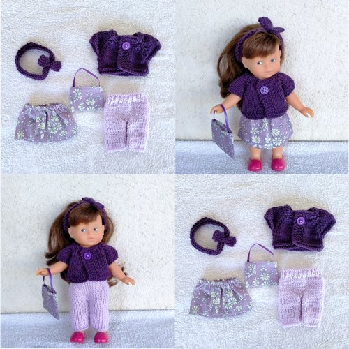 Habits, poupée corolle 20 cm, vêtements pour mini corolline : lot violet / mauve (n°2)