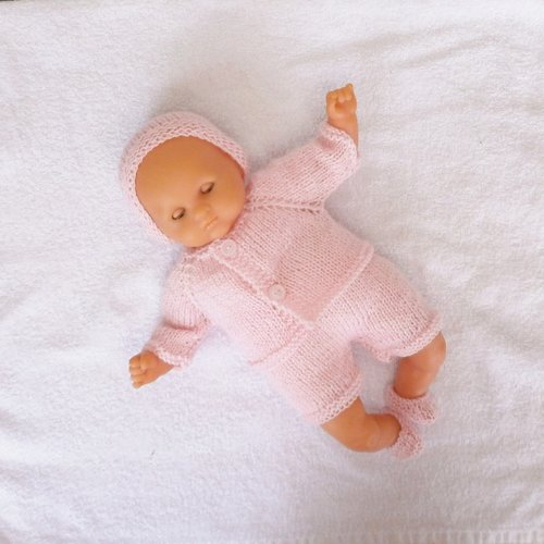 Vêtements poupon corolle 30 cm - ensemble layette rose