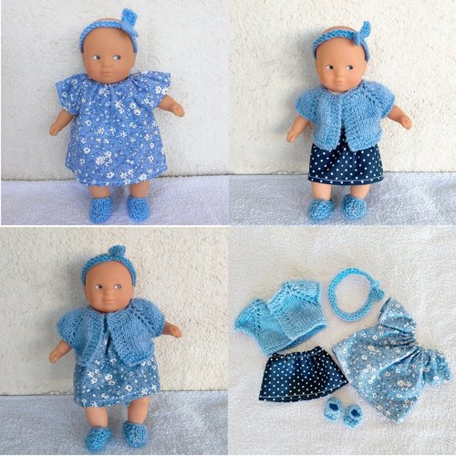 Vêtements mini calin - les demoiselles fleurs et pois bleu