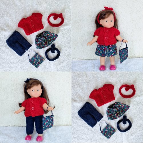 Vêtements pour mini corolline : lot bleu marine et rouge