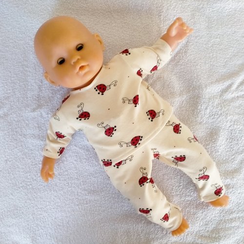 Vêtements poupon corolle 36 cm - pyjama coccinelles