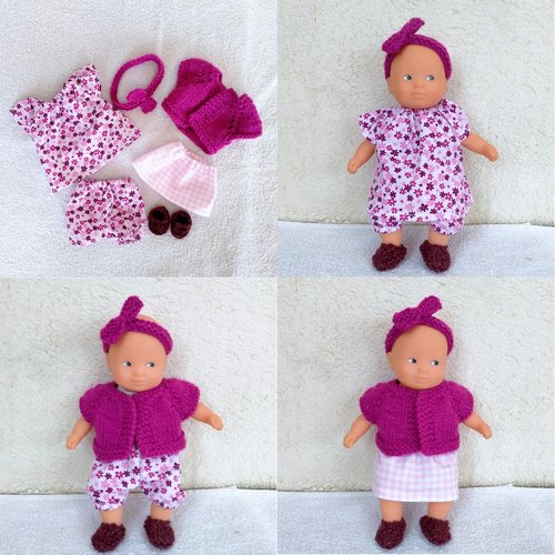 Habits mini calin - les demoiselles fleurs et carreaux, rose