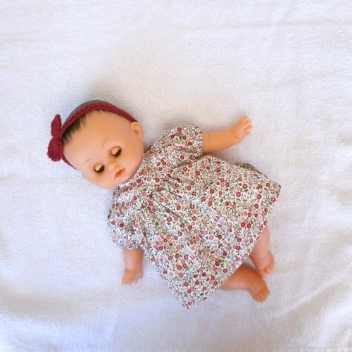 Habits poupon petitcollin 28 cm - robe fleurie tons roses
