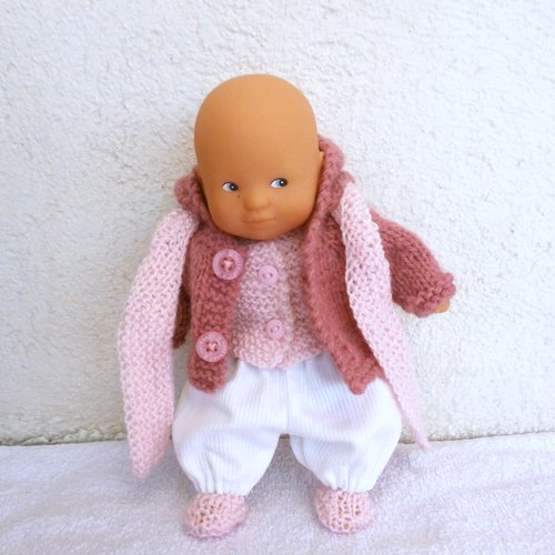 Vêtements mini poupon corolle 20 cm : les frileux (rose)