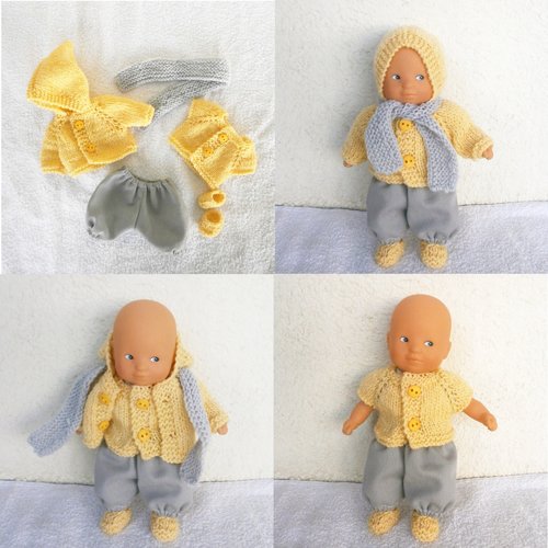 Vêtements mini poupon corolle - les frileux jaune et gris
