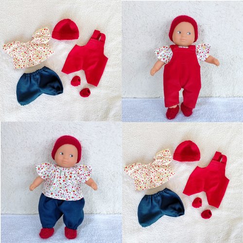 Habits mini poupon corolle 20 cm : lot rouge / bleu marine