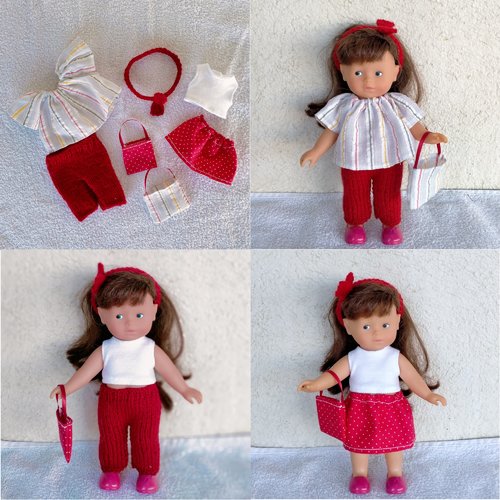 Habits poupée corolle 20 cm mini corolline : lot rouge / multicolore