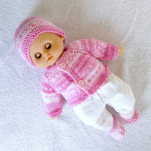 Habits poupon petitcollin 28 cm - ensemble rose et blanc