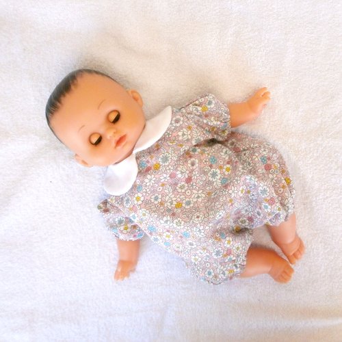 Vêtements poupon petitcollin 28 cm - barboteuse rose