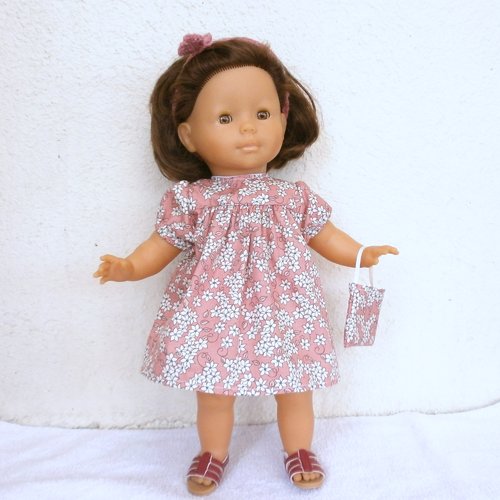 Habits poupée 36 cm : robe vieux rose pour ma corolle