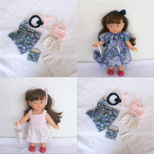Vêtements mini corolline : lot fleurs bleu marine et rose