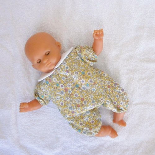 Vêtements poupon corolle 30 cm - barboteuse jaune fleurie