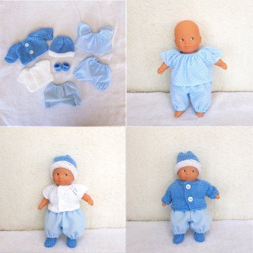Vêtements mini poupon corolle 20 cm : lot les basiques bleu